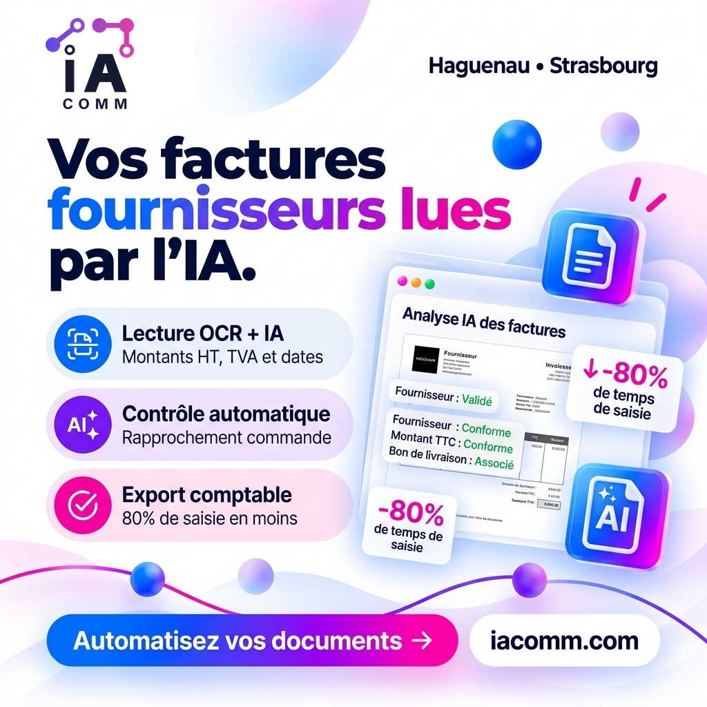 Visuel IACOMM : Automatiser le tri et le contrôle des factures fournisseurs grâce à l'OCR et l'IA en entreprise