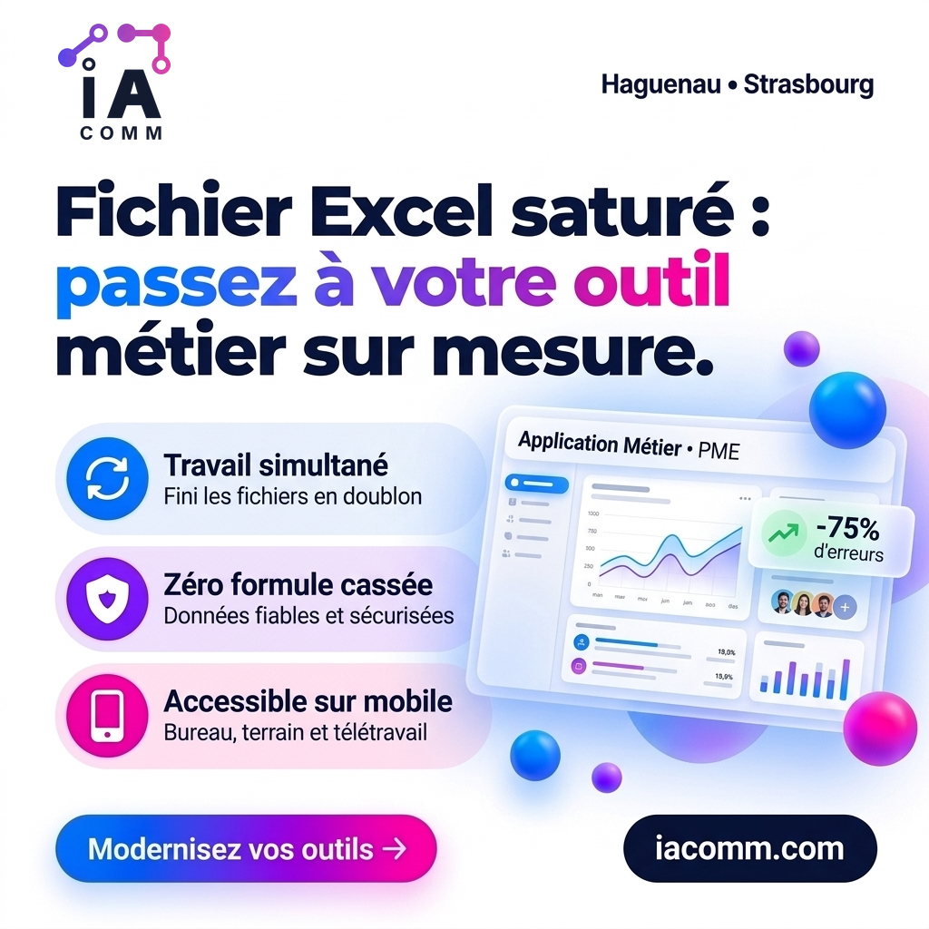 Visuel IACOMM : Remplacer un fichier Excel saturé par une application métier sur mesure collaborative pour PME en Alsace