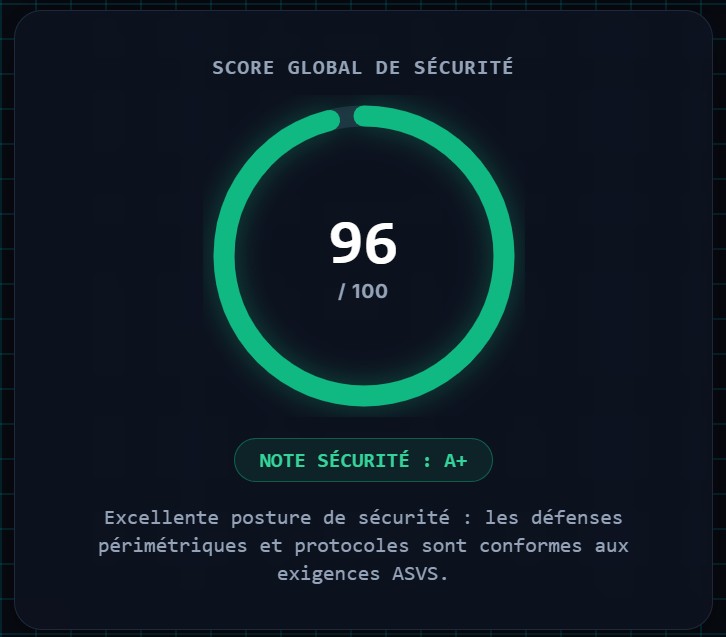 Score Sécurité Après Correctif - 96/100 Grade A+